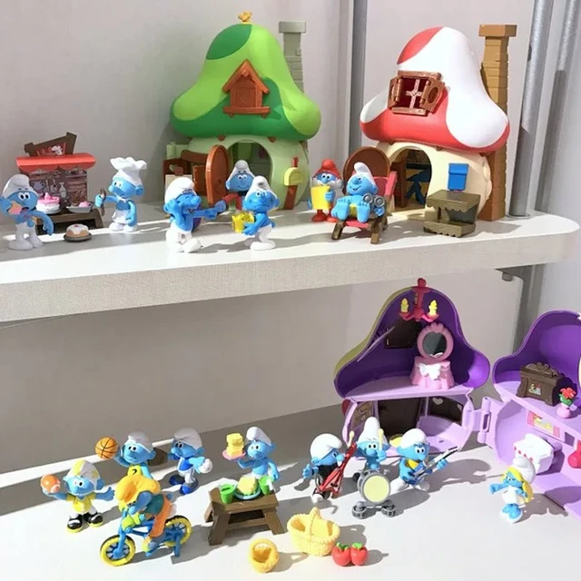 Anime Figure The Smurf Children's Play House Toys Mushroom House